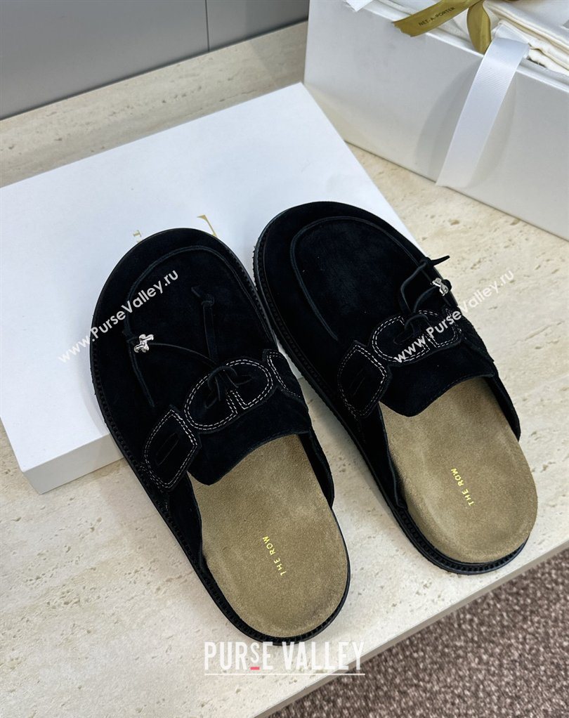 The Row Suede Mules with Tie Black 2026 0224 (JC-260224063)