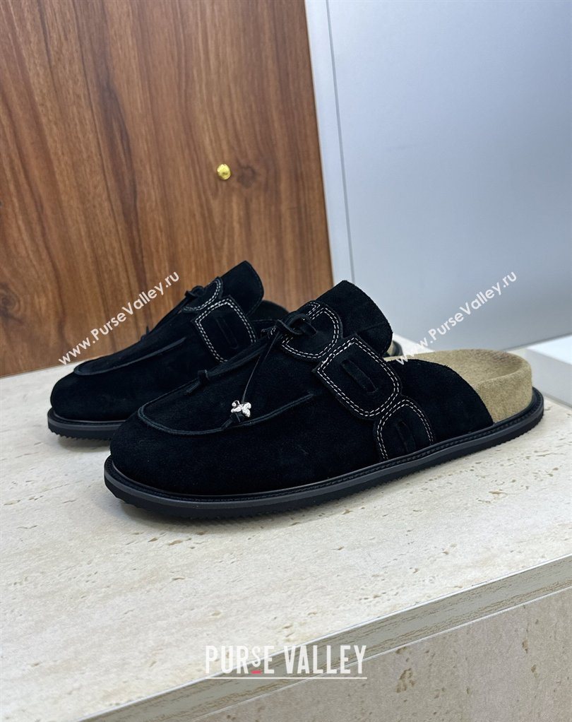 The Row Suede Mules with Tie Black 2026 0224 (JC-260224063)
