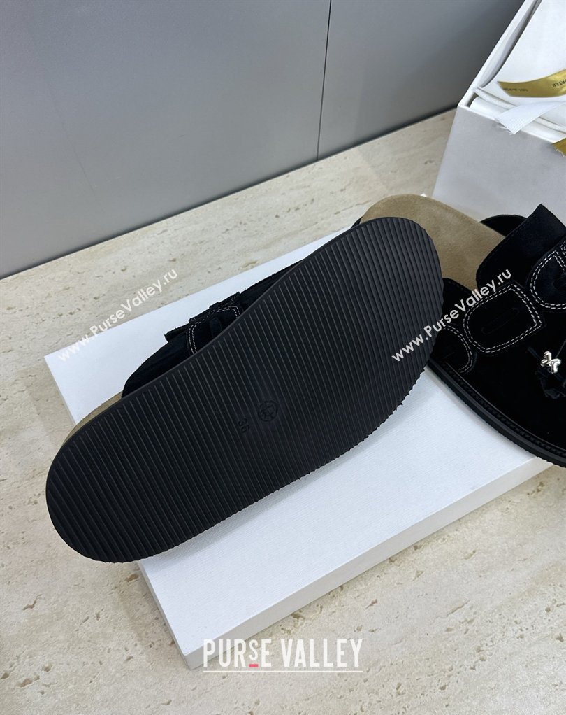 The Row Suede Mules with Tie Black 2026 0224 (JC-260224063)