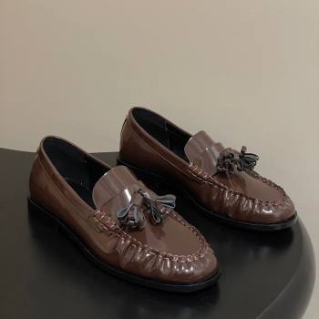 The Row Flat Loafers with Charm in Shiny Leather Brown 2026 TR022403 (MD-260224088)