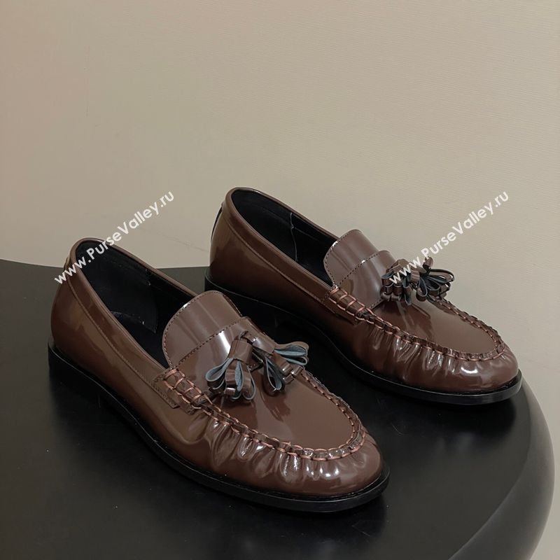 The Row Flat Loafers with Charm in Shiny Leather Brown 2026 TR022403 (MD-260224088)