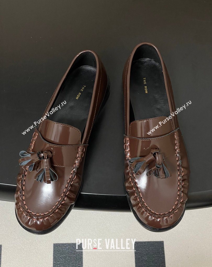 The Row Flat Loafers with Charm in Shiny Leather Brown 2026 TR022403 (MD-260224088)