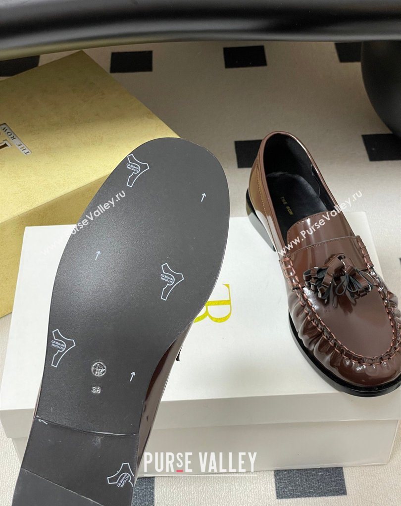 The Row Flat Loafers with Charm in Shiny Leather Brown 2026 TR022403 (MD-260224088)