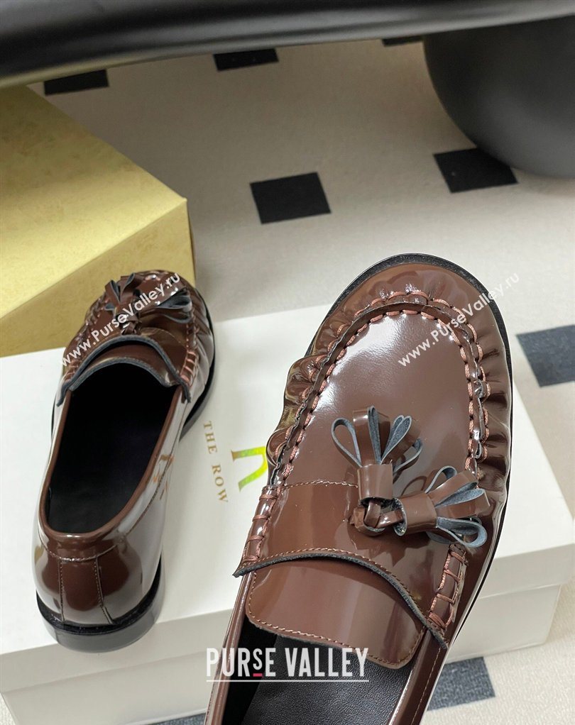The Row Flat Loafers with Charm in Shiny Leather Brown 2026 TR022403 (MD-260224088)