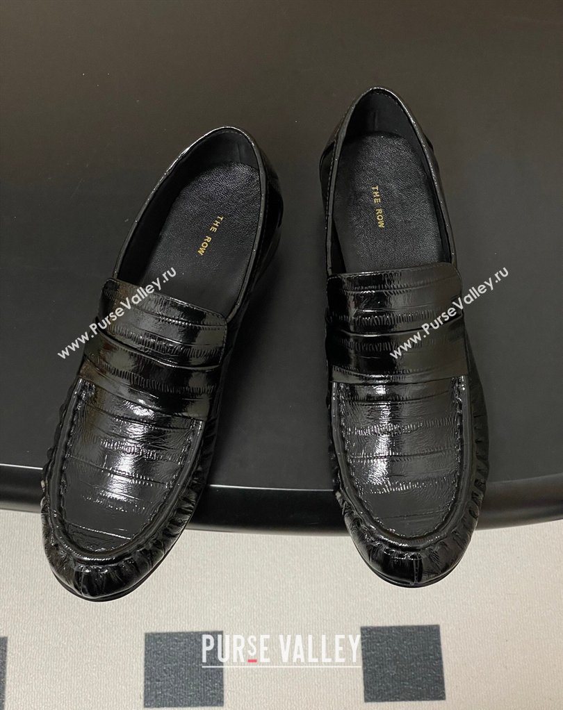 The Row Loafers in Eel Embossed Leather Black 2026 TR022402 (MD-260224074)