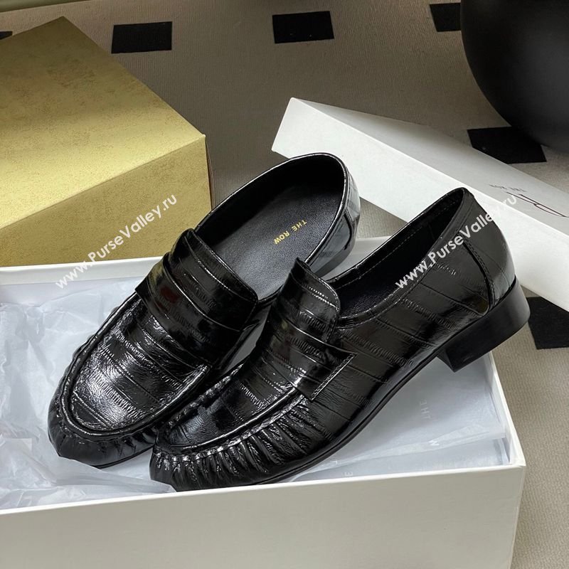 The Row Loafers in Eel Embossed Leather Black 2026 TR022402 (MD-260224074)