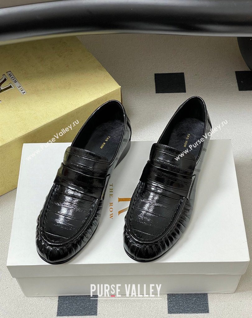 The Row Loafers in Eel Embossed Leather Black 2026 TR022402 (MD-260224074)