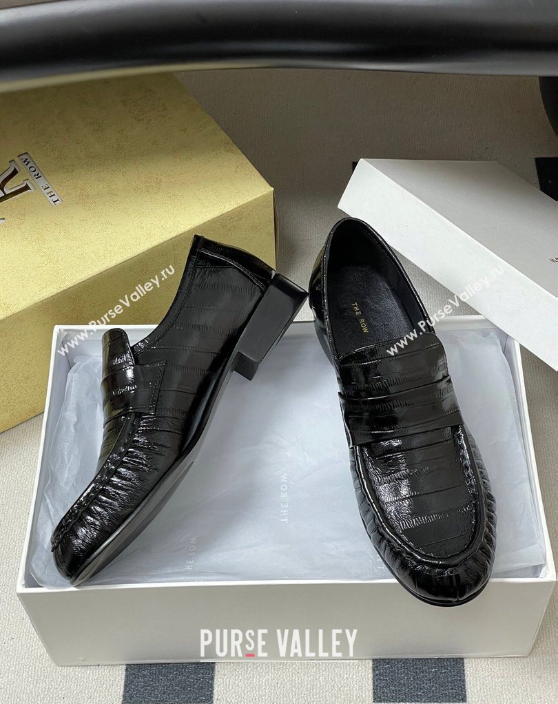 The Row Loafers in Eel Embossed Leather Black 2026 TR022402 (MD-260224074)