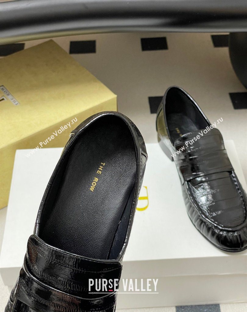 The Row Loafers in Eel Embossed Leather Black 2026 TR022402 (MD-260224074)