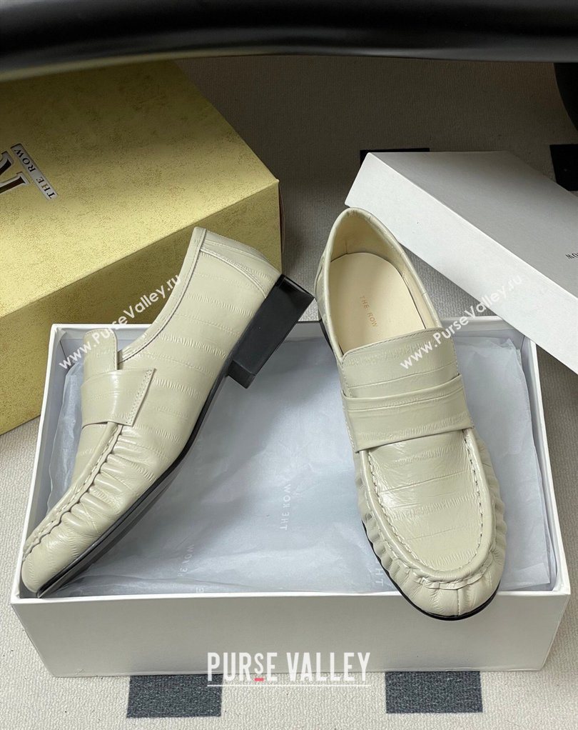 The Row Loafers in Eel Embossed Leather White 2026 TR022402 (MD-260224077)