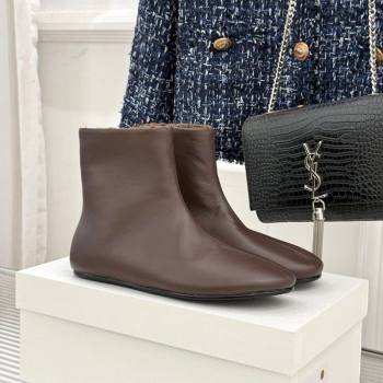 The Row Leather Flat Ankle Boots Brown 2026 TR022404 (MD-260224089)