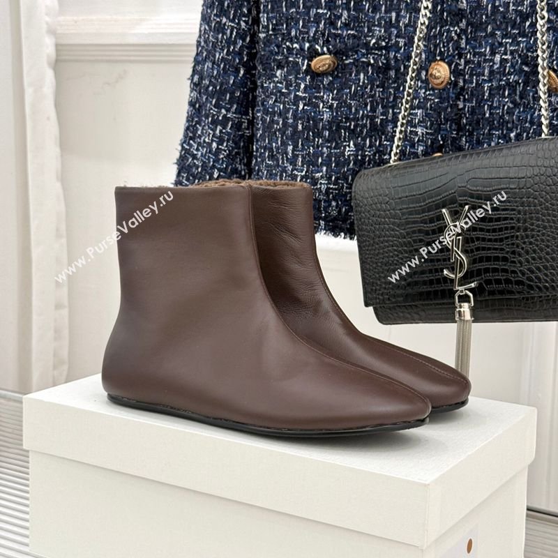 The Row Leather Flat Ankle Boots Brown 2026 TR022404 (MD-260224089)