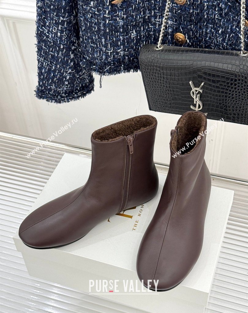 The Row Leather Flat Ankle Boots Brown 2026 TR022404 (MD-260224089)
