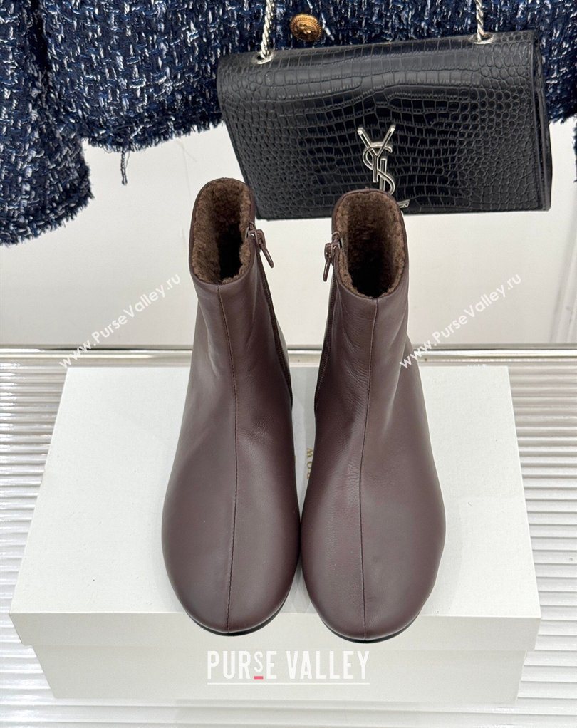 The Row Leather Flat Ankle Boots Brown 2026 TR022404 (MD-260224089)