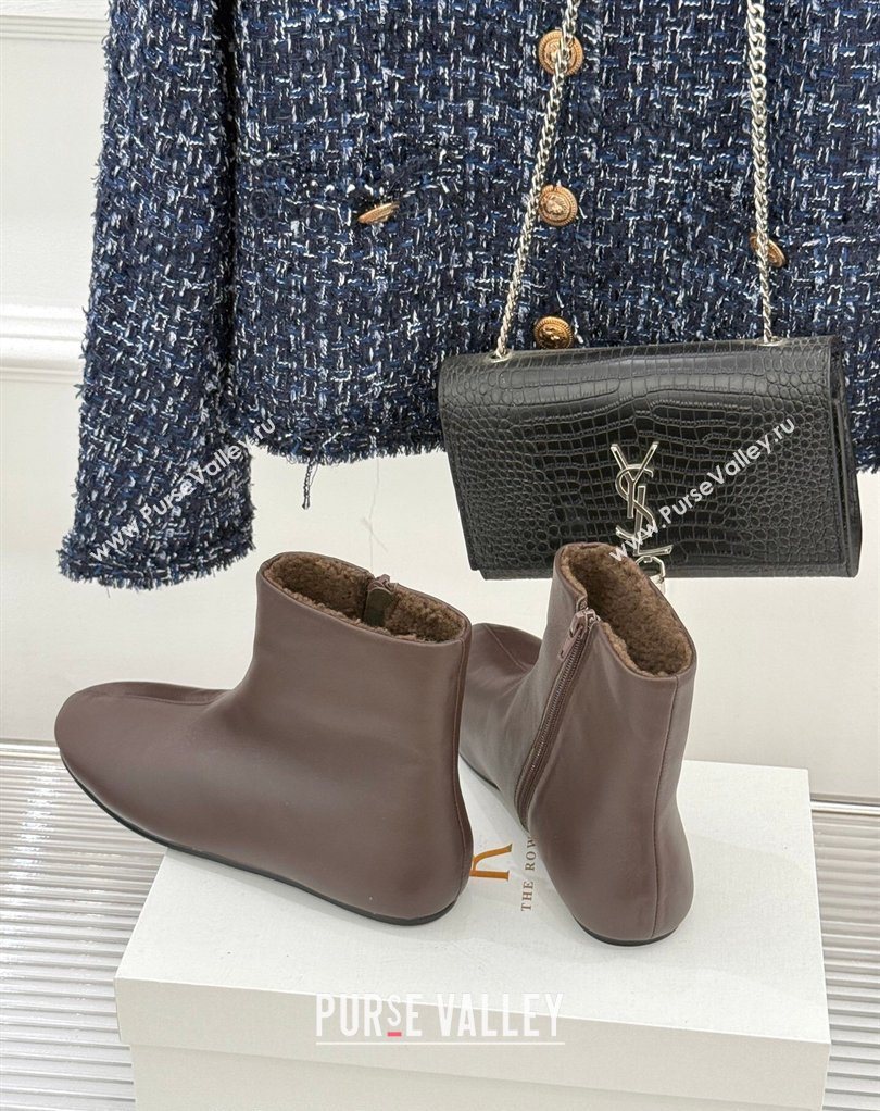 The Row Leather Flat Ankle Boots Brown 2026 TR022404 (MD-260224089)