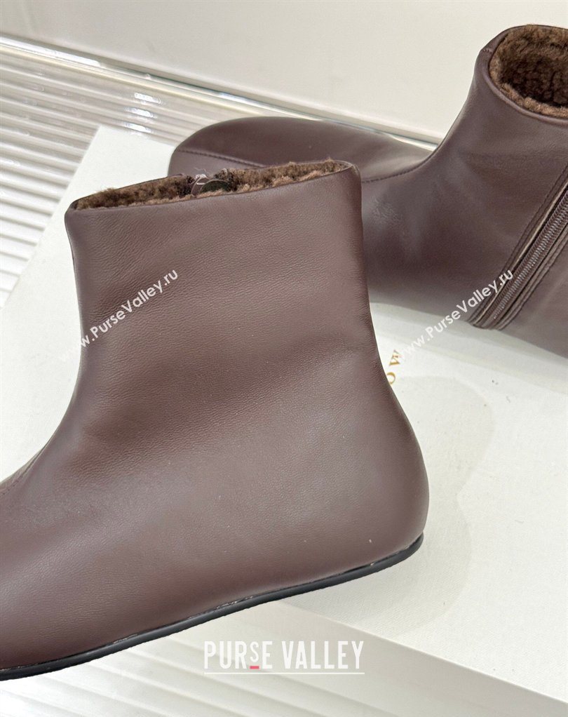 The Row Leather Flat Ankle Boots Brown 2026 TR022404 (MD-260224089)