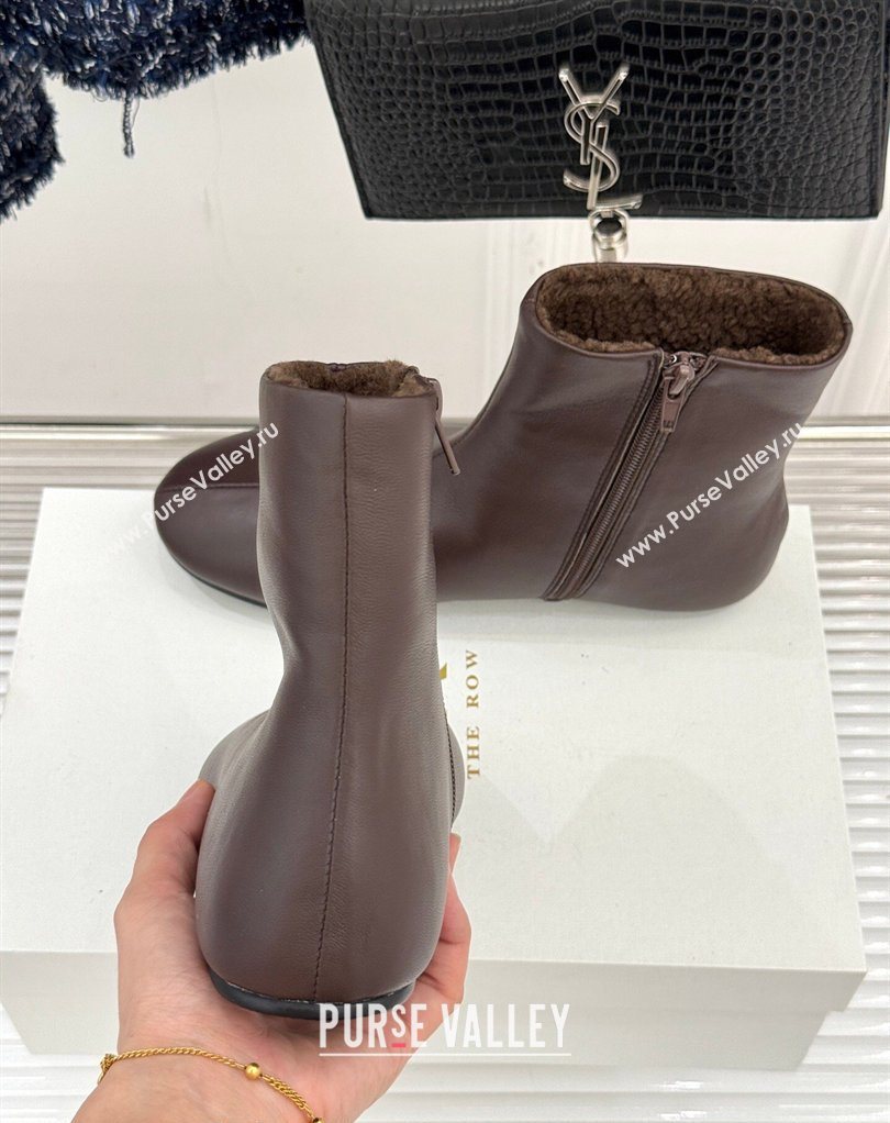 The Row Leather Flat Ankle Boots Brown 2026 TR022404 (MD-260224089)