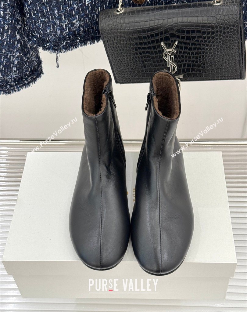 The Row Leather Flat Ankle Boots Black 2026 TR022404 (MD-260224090)