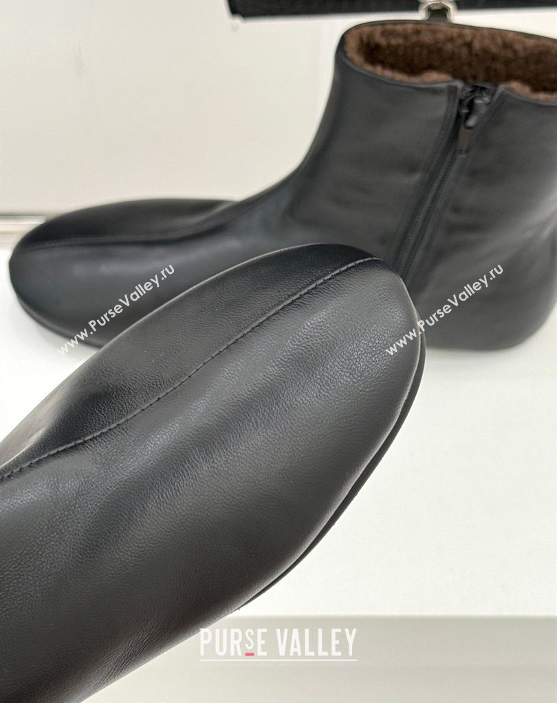 The Row Leather Flat Ankle Boots Black 2026 TR022404 (MD-260224090)