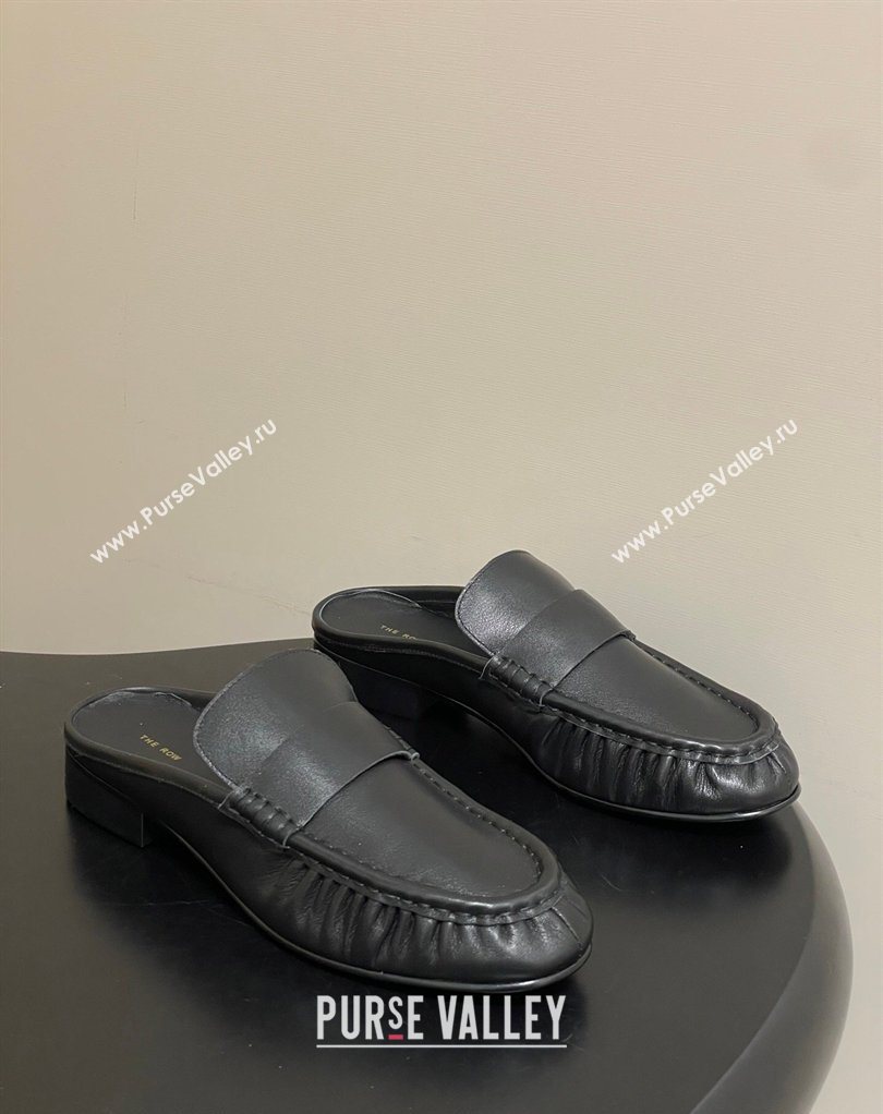 The Row Flat Mules in Calfskin Leather Black 2026 TR022402 (MD-260224080)