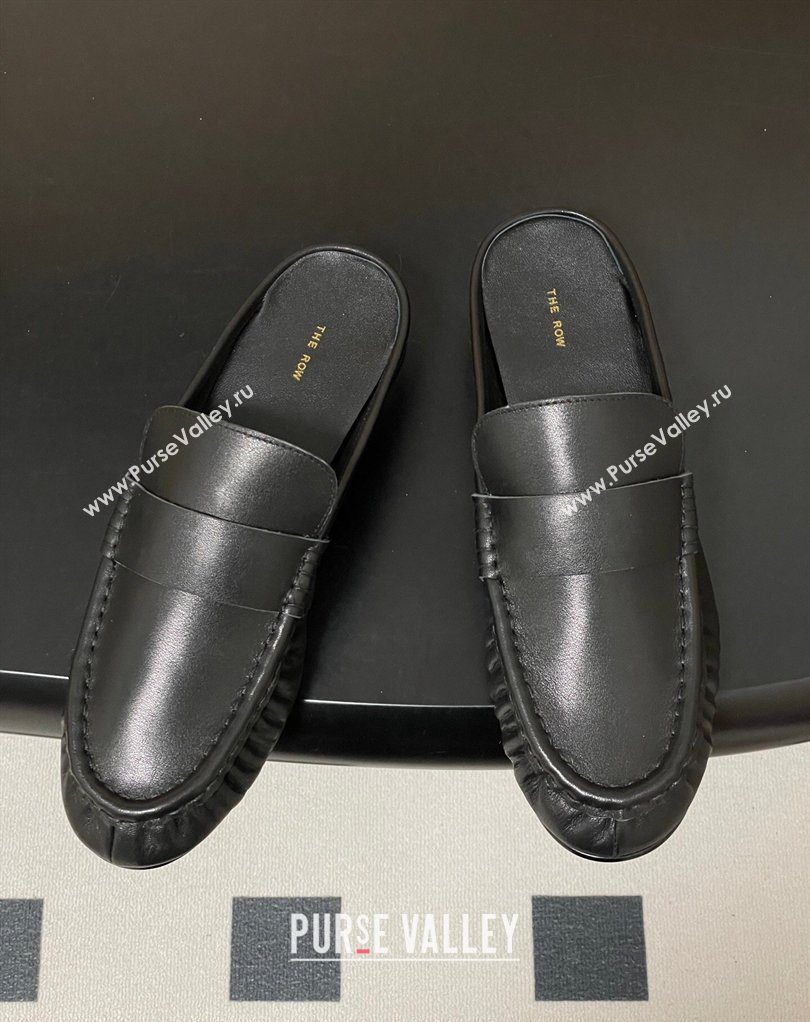 The Row Flat Mules in Calfskin Leather Black 2026 TR022402 (MD-260224080)