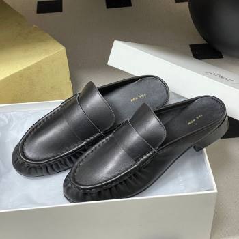 The Row Flat Mules in Calfskin Leather Black 2026 TR022402 (MD-260224080)