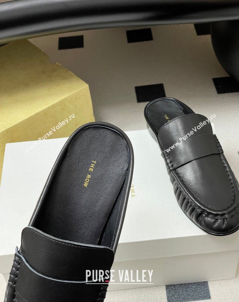 The Row Flat Mules in Calfskin Leather Black 2026 TR022402 (MD-260224080)