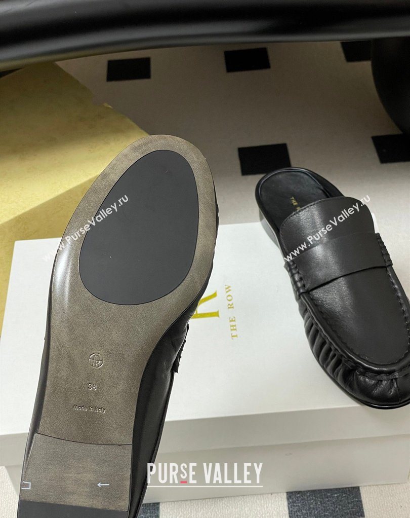 The Row Flat Mules in Calfskin Leather Black 2026 TR022402 (MD-260224080)