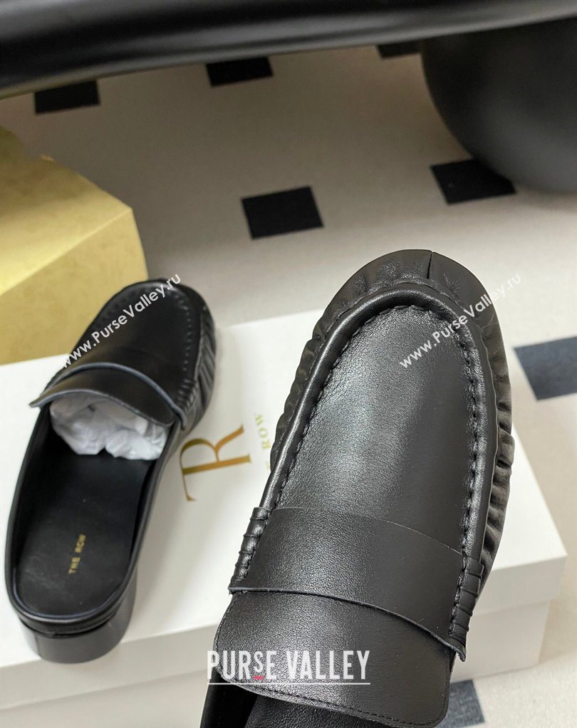 The Row Flat Mules in Calfskin Leather Black 2026 TR022402 (MD-260224080)