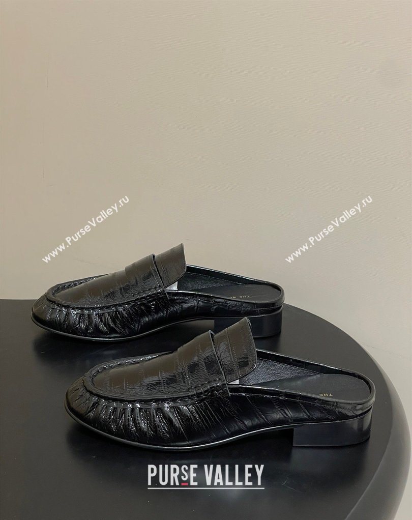 The Row Flat Mules in Eel Embossed Leather Black 2026 TR022402 (MD-260224082)
