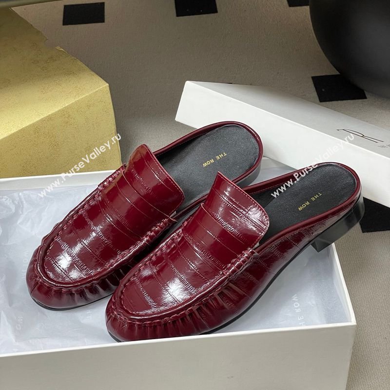 The Row Flat Mules in Eel Embossed Leather Red 2026 TR022402 (MD-260224083)