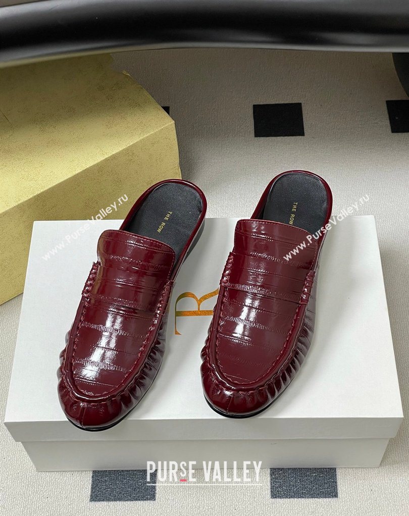 The Row Flat Mules in Eel Embossed Leather Red 2026 TR022402 (MD-260224083)