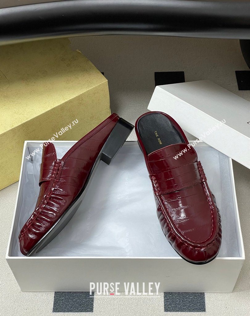 The Row Flat Mules in Eel Embossed Leather Red 2026 TR022402 (MD-260224083)
