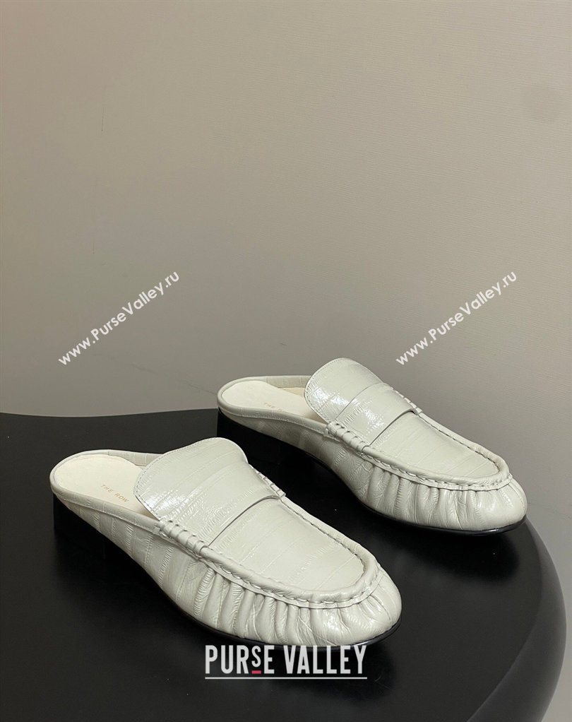 The Row Flat Mules in Eel Embossed Leather White 2026 TR022402 (MD-260224084)