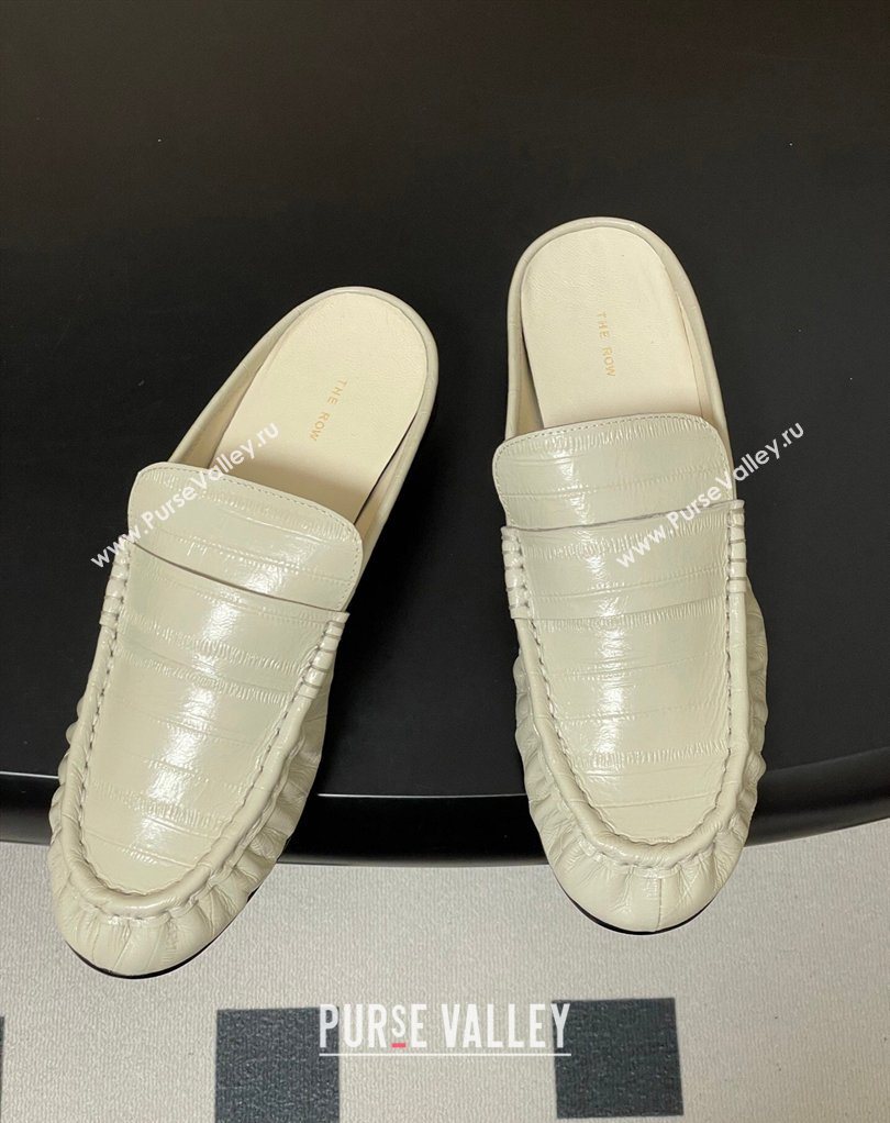 The Row Flat Mules in Eel Embossed Leather White 2026 TR022402 (MD-260224084)