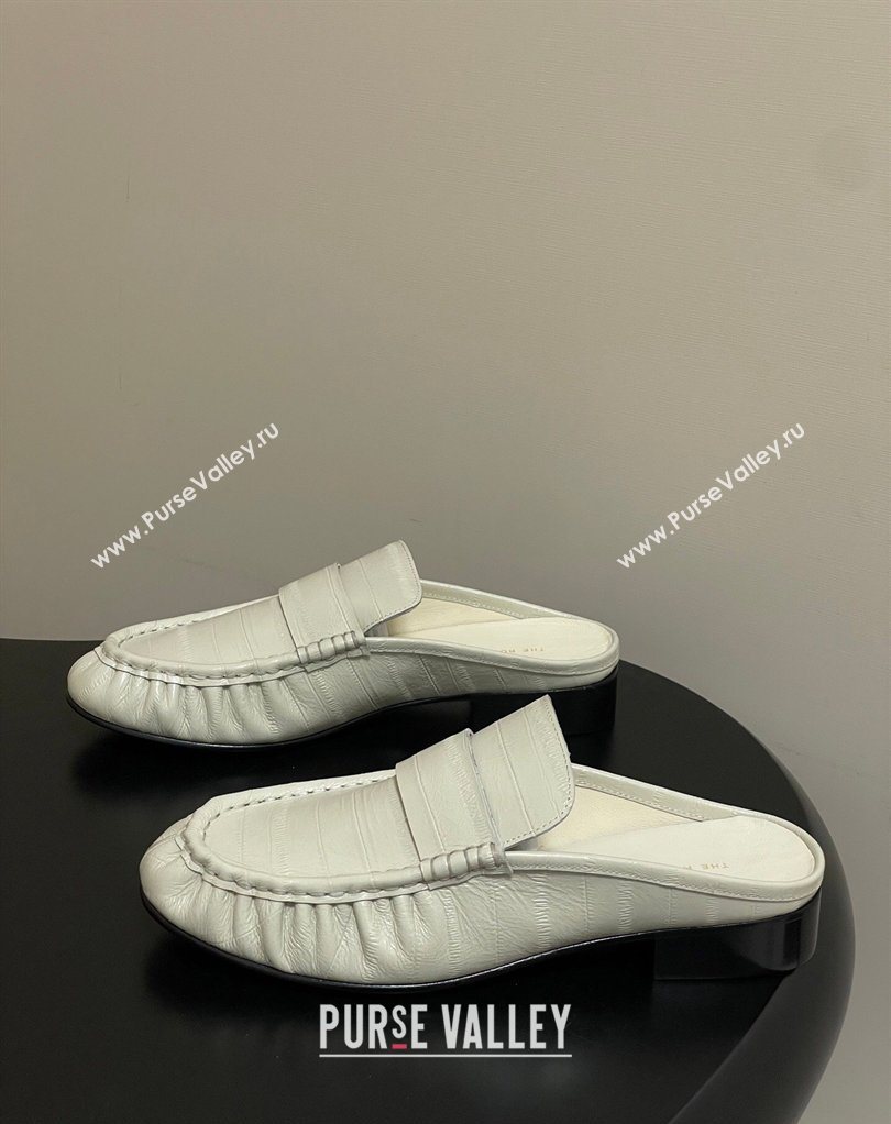 The Row Flat Mules in Eel Embossed Leather White 2026 TR022402 (MD-260224084)