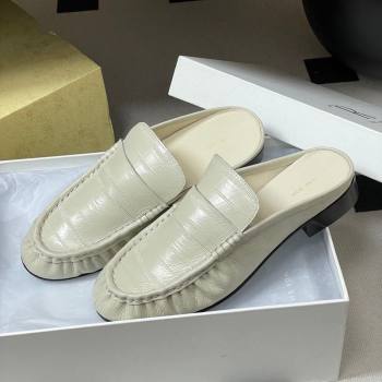 The Row Flat Mules in Eel Embossed Leather White 2026 TR022402 (MD-260224084)