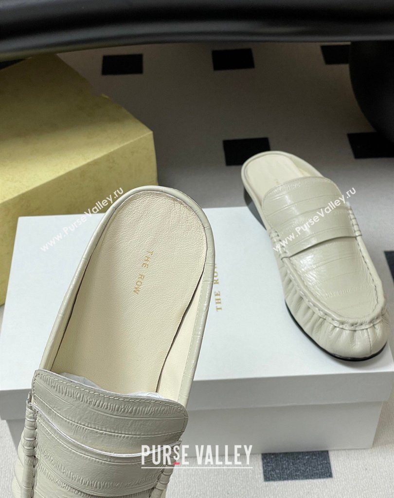 The Row Flat Mules in Eel Embossed Leather White 2026 TR022402 (MD-260224084)