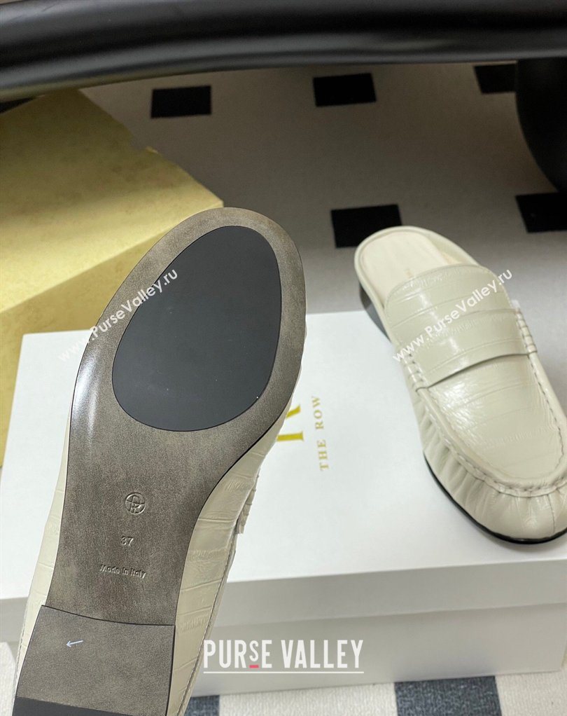 The Row Flat Mules in Eel Embossed Leather White 2026 TR022402 (MD-260224084)
