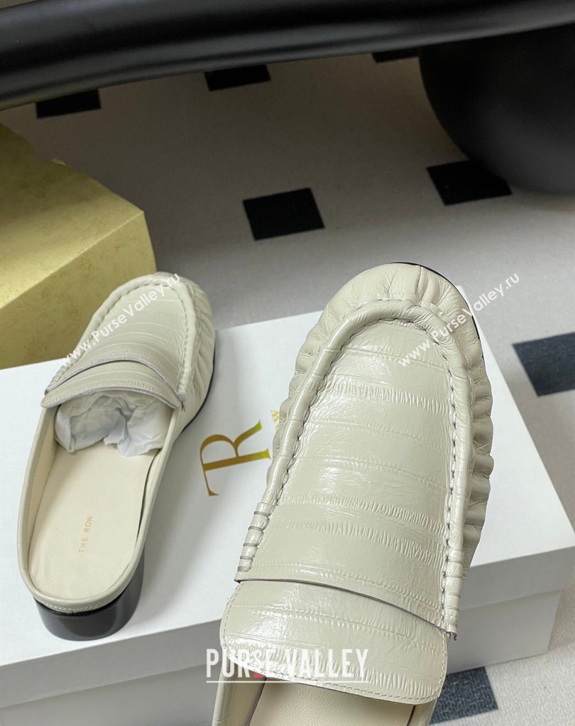 The Row Flat Mules in Eel Embossed Leather White 2026 TR022402 (MD-260224084)