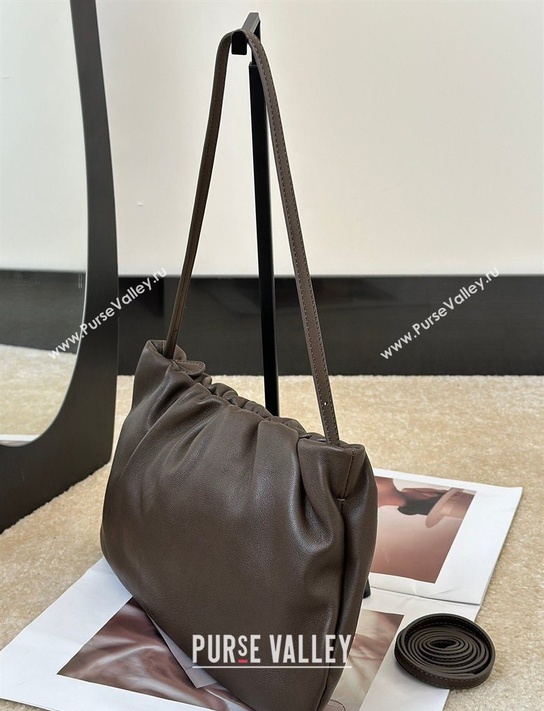 The Row Large Bourse Shoulder Bag in Nappa Leather Dark Brown 2026 8833 (CL-260410057)
