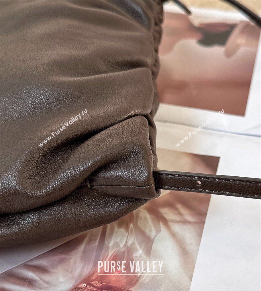 The Row Large Bourse Shoulder Bag in Nappa Leather Dark Brown 2026 8833 (CL-260410057)