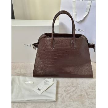 The Row Margaux 15 Tote Bag in Samanta Crocodile Embossed Leather Dark Brown 2026 8818L (CL-260410027)