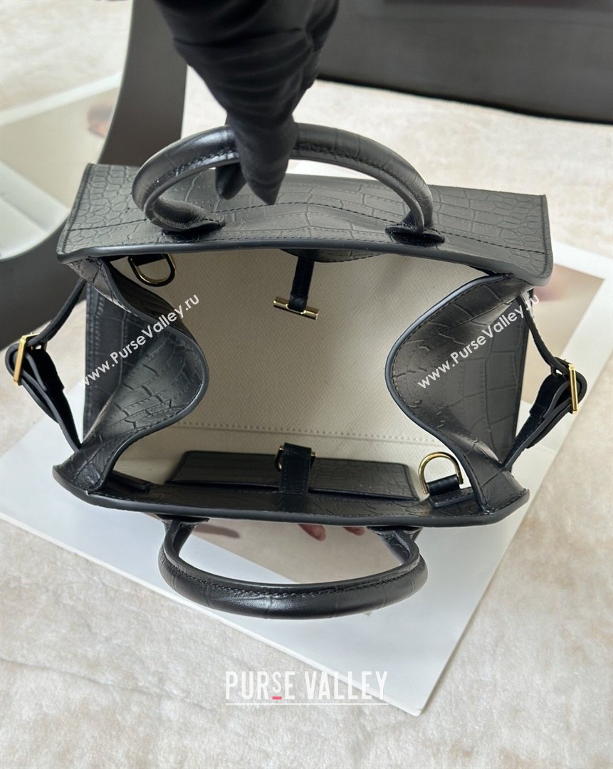 The Row Margaux 10 Tote Bag in Samanta Crocodile Embossed Leather Black 2026 8818S (CL-260410020)