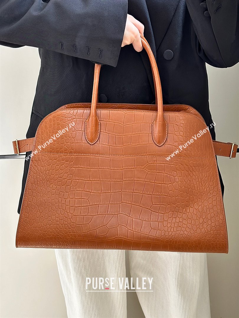 The Row Margaux 15 Tote Bag in Samanta Crocodile Embossed Leather Gold-Tone 2026 8818L (CL-260410028)