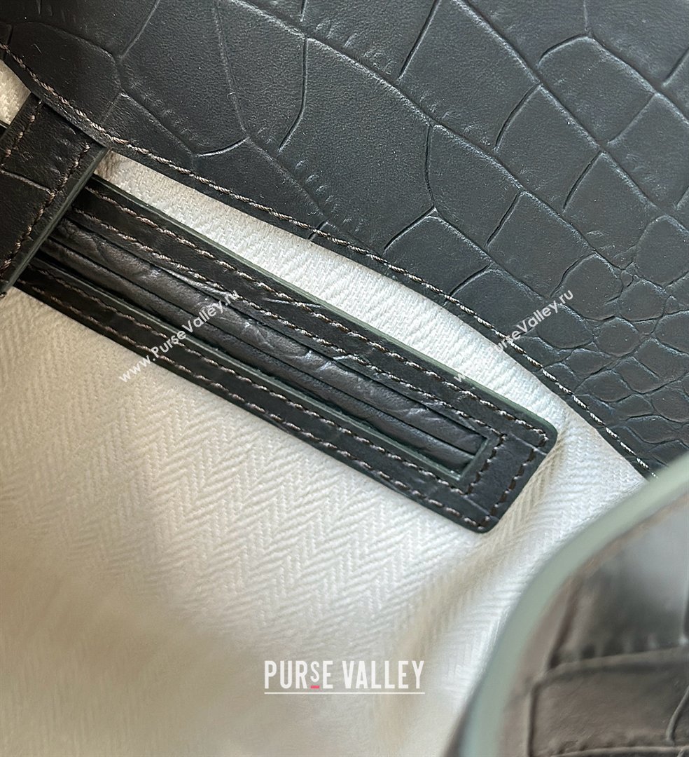 The Row Margaux 15 Tote Bag in Samanta Crocodile Embossed Leather Grey 2026 8818L (CL-260410029)