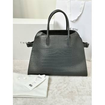 The Row Margaux 15 Tote Bag in Samanta Crocodile Embossed Leather Grey 2026 8818L (CL-260410029)