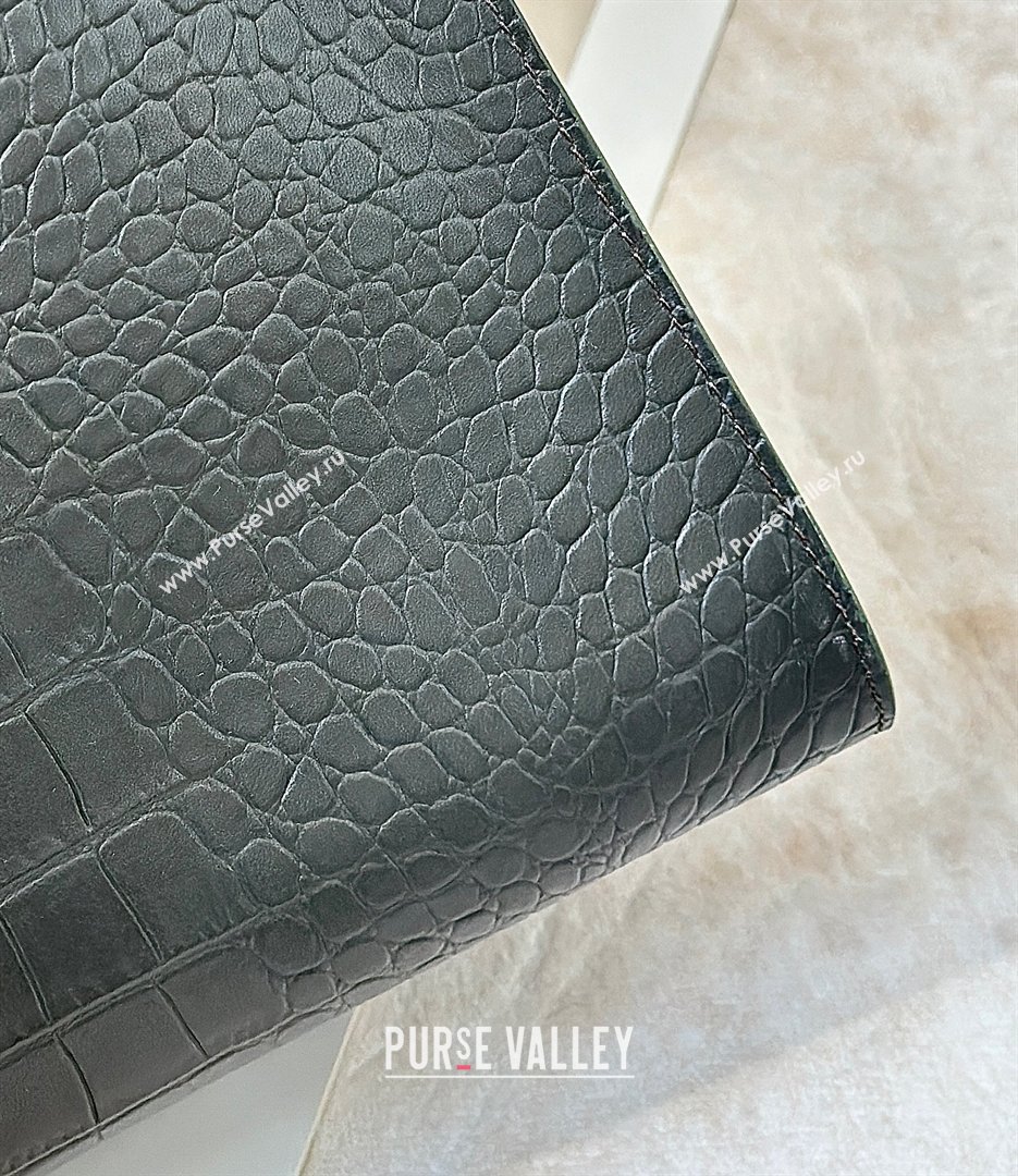 The Row Margaux 15 Tote Bag in Samanta Crocodile Embossed Leather Grey 2026 8818L (CL-260410029)