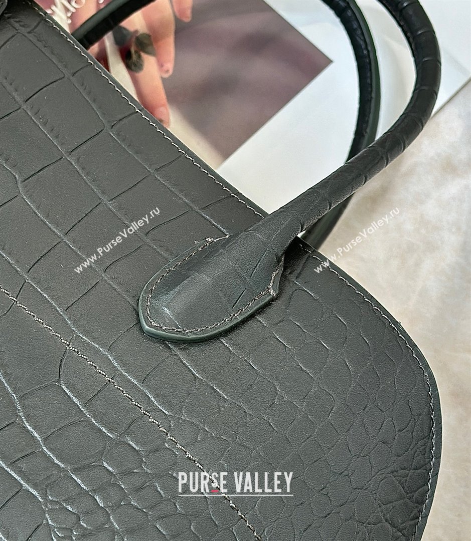 The Row Margaux 15 Tote Bag in Samanta Crocodile Embossed Leather Grey 2026 8818L (CL-260410029)