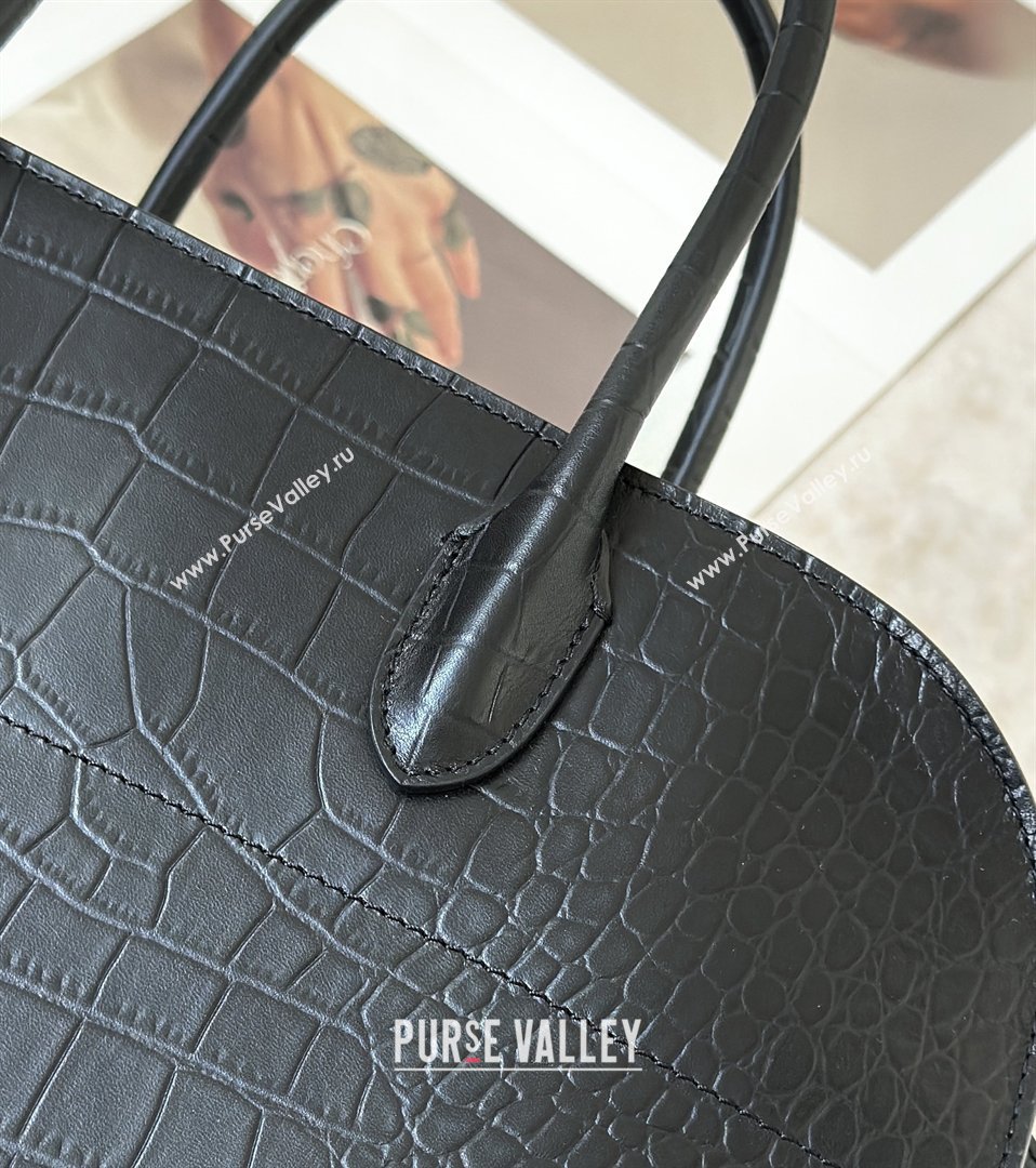The Row Margaux 15 Tote Bag in Samanta Crocodile Embossed Leather Black 2026 8818L (CL-260410030)